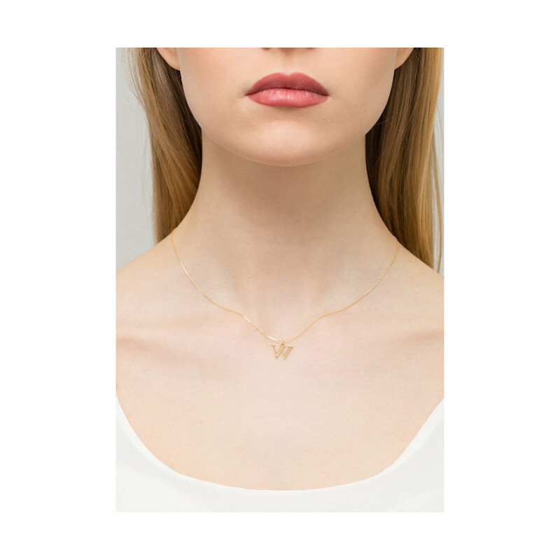 Literka złota W z diamentem BE C-69 W próba 585