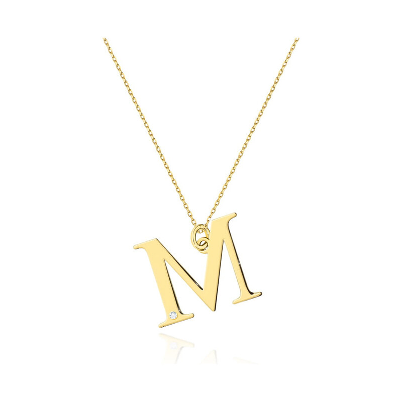 Literka złota M z diamentem  BE C-69 M próba 585