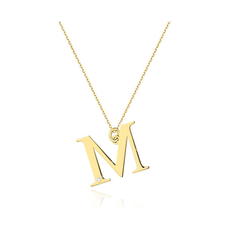 Literka złota M z diamentem  BE C-69 M próba 585