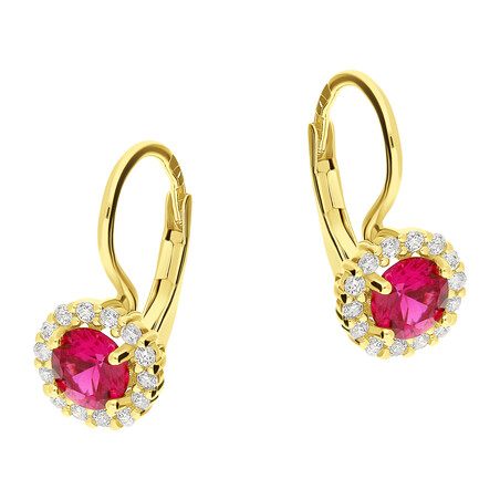 Kolczyki złote czerwona cyrkonia/big.zam DJ 0032 OK5 ROS próba 375