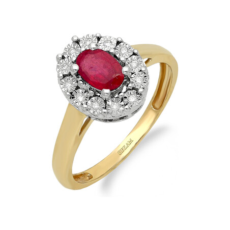 Pierścionek złoty zaręczynowy z rubinem i diamentami  RQ 395M-RU Markiza Magic próba 585 MARKIZA