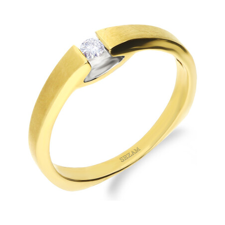 Pierścionek zaręczynowy obrączkowy z diamentem nr A9 553D satyna próba 585 ETERNO