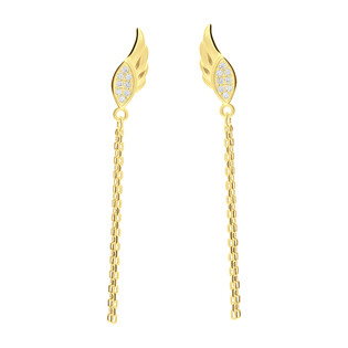 Kolczyki pozłacane skrzydło z cyrkoniami i łańcuszkami anker/sztyft  HS DA335 GOLD próba 925