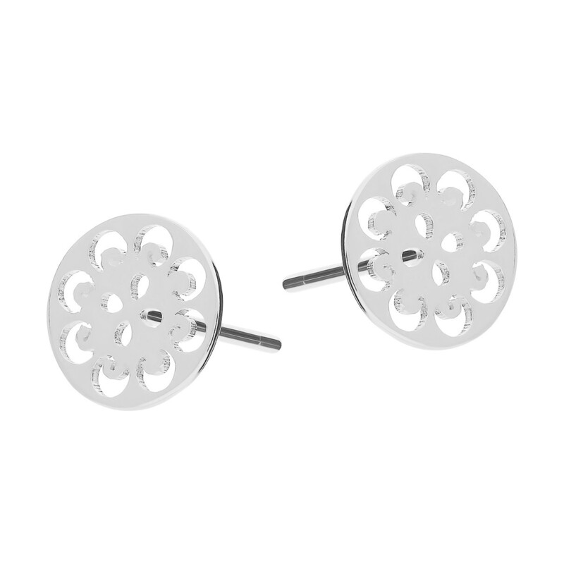 Kolczyki srebrne kwiatek w ażurowym kole/sztyft A0491 próba 925