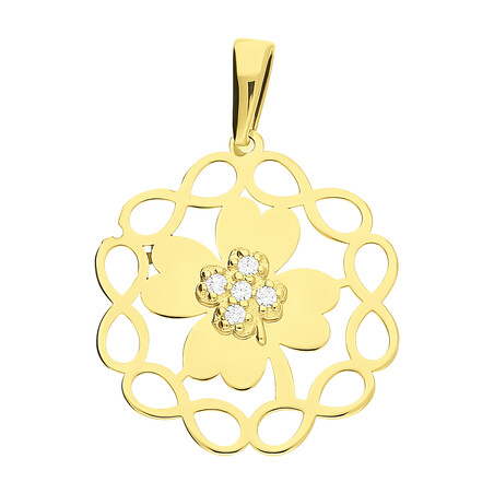 Zawieszka złota koniczyna z cyrkoniami  MZ T23-P-1844-LZ-CZ próba 585