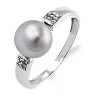 Pierścionek zaręczynowy z perłą i diamentami BU 613068 próba 585
