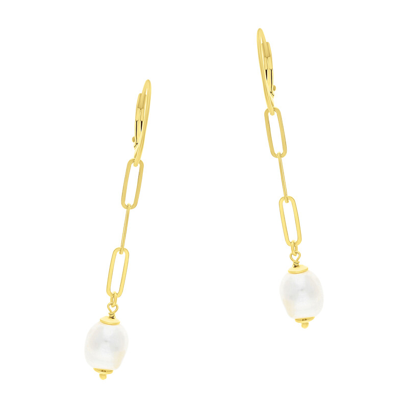 Kolczyki pozłacane perła jubilreska na łańcuszku/big.zam. PW406 GOLD próba 925