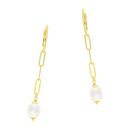 Kolczyki pozłacane perła jubilreska na łańcuszku/big.zam. PW406 GOLD próba 925