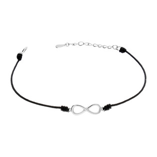 Bransoleta srebrna infinity na czarnym sznurku HS785 czarny próba 925
