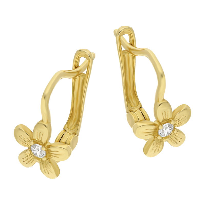 Kolczyki złote kwiatek z cyrkonią MZ T5-E-CK16-CZ próba 585
