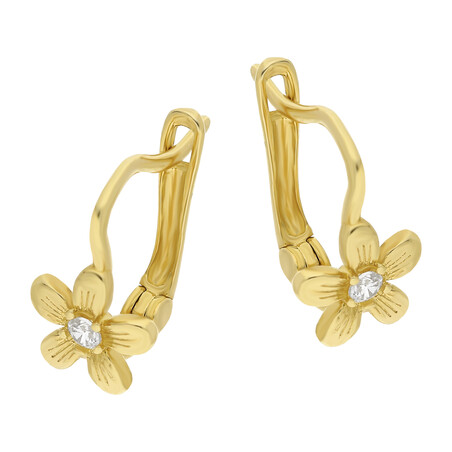 Kolczyki złote kwiatek z cyrkonią MZ T5-E-CK16-CZ próba 585