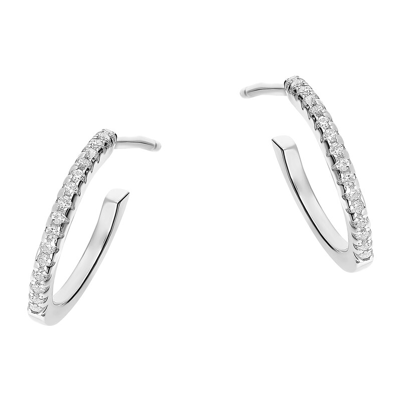 Kolczyki srebrne półkółka z cyrkoniami/sztyft  JA999 próba 925