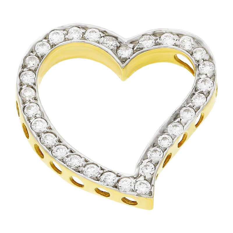 Serduszko złote z cyrkoniami środek pusty ME 97 próba 585