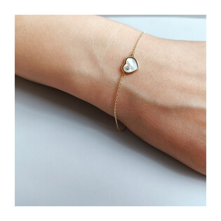 Bransoleta złota serce z masą perłową i cyrkonią/rolo AR FOR6B0655-XIII-FCZ-MOP-3 próba 375