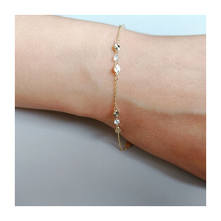 Bransoleta złota grawerowane koła i białe cyrkonie/rolo AR FOR6B1218-III-2-DC próba 375