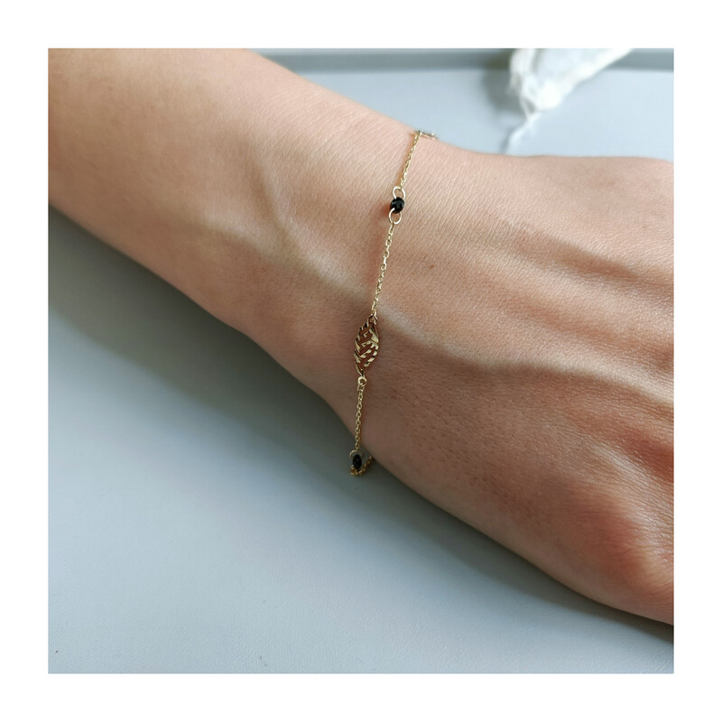 Bransoleta złota ażurowe skrzydła i czarne cyrkonie/rolo AR FOR6B1230-II-1-DC próba 585