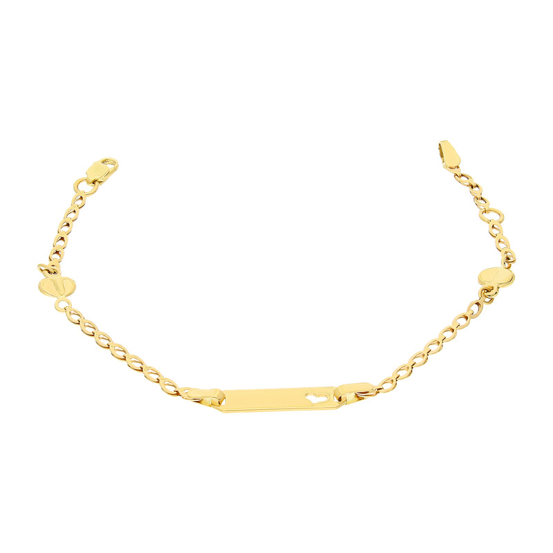 Bransoleta złota dla dziewczynki blaszka z wyciętym sercem i serca AR WXXSTB3809 próba 375