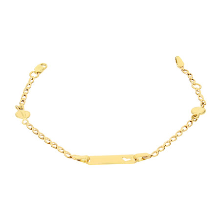 Bransoleta złota dla dziewczynki blaszka z wyciętym sercem i serca AR WXXSTB3809 próba 375