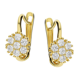 Kolczyki złote kwiatki z cyrkoniami próba 375