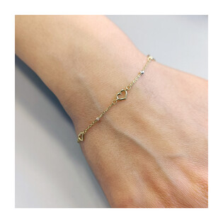 Bransoleta złota serca i grawerowane kulki/rolo AR X5FOR6B208415-IV-TC-DC próba 585