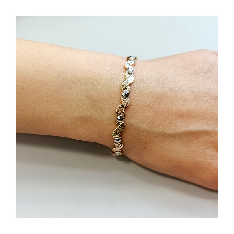 Bransoleta złota kółka i grawerowane fale AR XXDCSB504291-3-TC próba 585