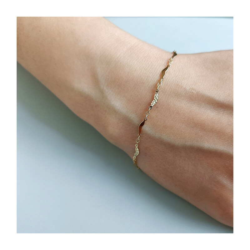 Bransoleta złota blaszki fale z serc AR X3JB1286-IV-DC próba 375