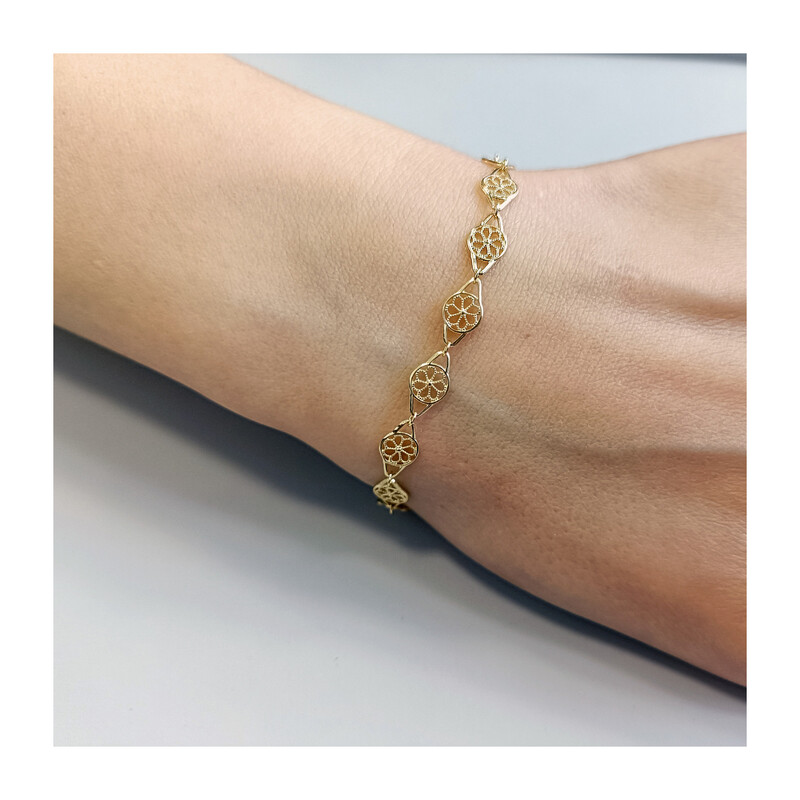 Bransoleta złota kwiatki w kołach DJ295 próba 585