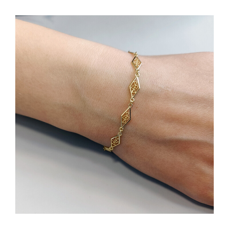 Bransoleta złota ażurowe romby DJ297 próba 585