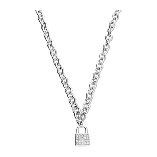 Naszyjnik srebrny kłódka z cyrkoniami/rolo BIG PW NEW 125 próba 925