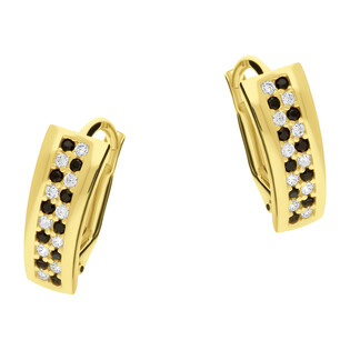 Kolczyki złote blaszka z cyrkoniami w formie szachownicy/ang.zap. LP 22U225-CDL147-4-Y próba 585