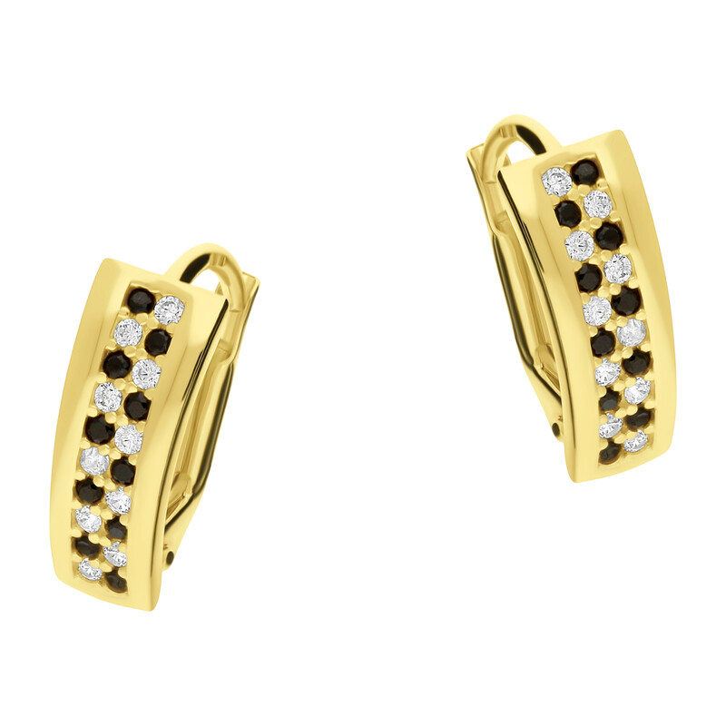 Kolczyki złote blaszka z cyrkoniami w formie szachownicy/ang.zap. LP 22U225-CDL147-4-Y próba 585