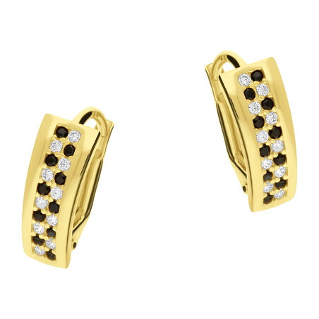 Kolczyki złote blaszka z cyrkoniami w formie szachownicy/ang.zap. LP 22U225-CDL147-4-Y próba 585