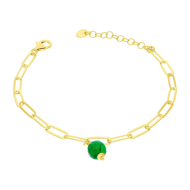 Bransoleta pozłacana CHARMING z zieloną kulką PW NEW 236 GOLD próba 925