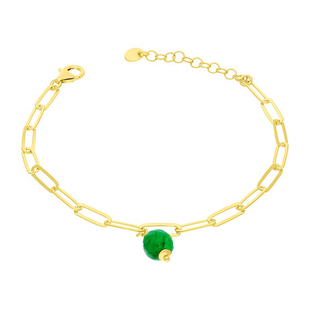 Bransoleta pozłacana CHARMING z zieloną kulką PW NEW 236 GOLD próba 925