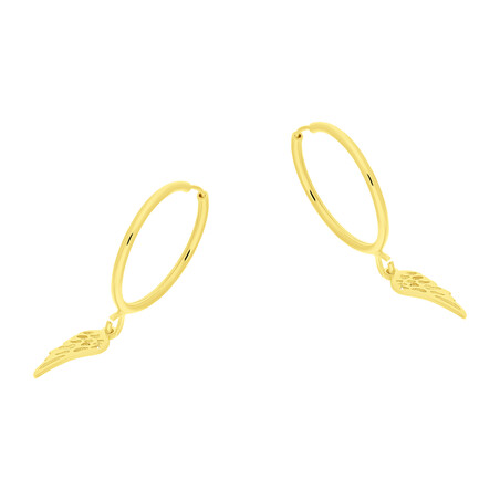 Kolczyki pozłacane kółka szarniry 18 mm i skrzydło PW NEW 14 GOLD próba 925