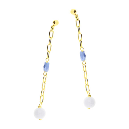 Kolczyki pozłacane niebieska kulka i koralik/sztyft PW NEW 33 GOLD próba 925