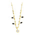 Naszyjnik pozłacany cyrkonia w oprawie i fasetowane czarne kulki PW NEW 198 GOLD próba 925