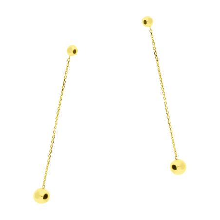 Kolczyki pozłacane wypukła kulka na łańcuszku anker/sztyft PW NEW 231 GOLD próba 925