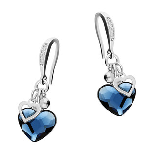 Kolczyki srebrne SPARK serce z niebieskim kryształem Swarovski CQ KWCMIX2808DB próba 925