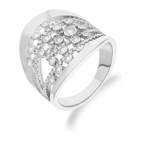 Pierścionek srebrny ażurowy z cyrkoniami  HS1436 próba 925
