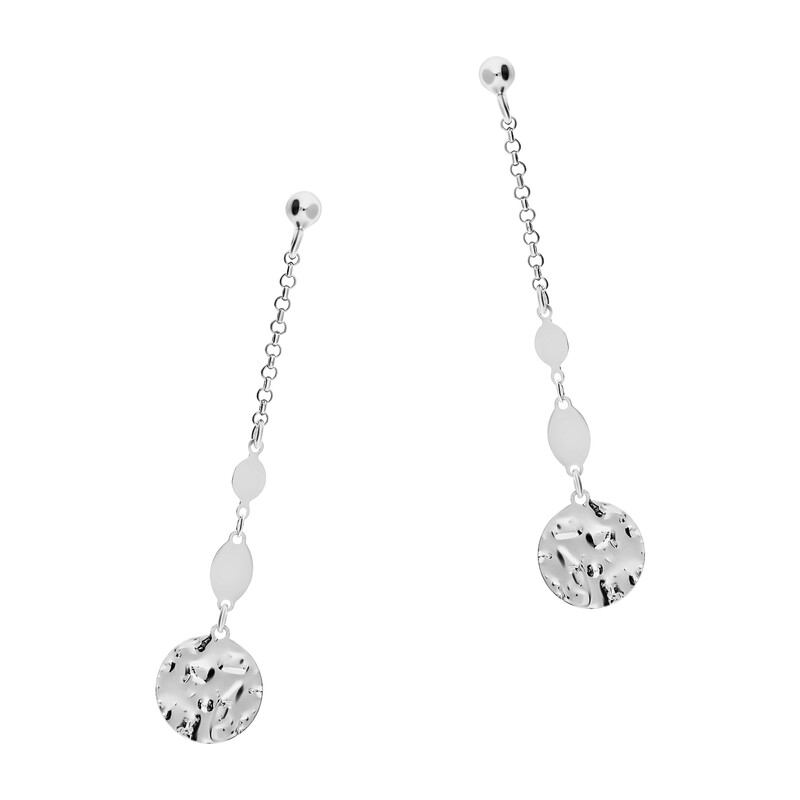 Kolczyki srebrne koło mięte i owale na łańcuszku rolo NI ORN10819 ROD próba 925