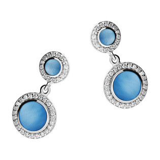 Kolczyki kółko z niebieską masą perłową i cyrkoniami NJ 7844 j.niebieska próba 925