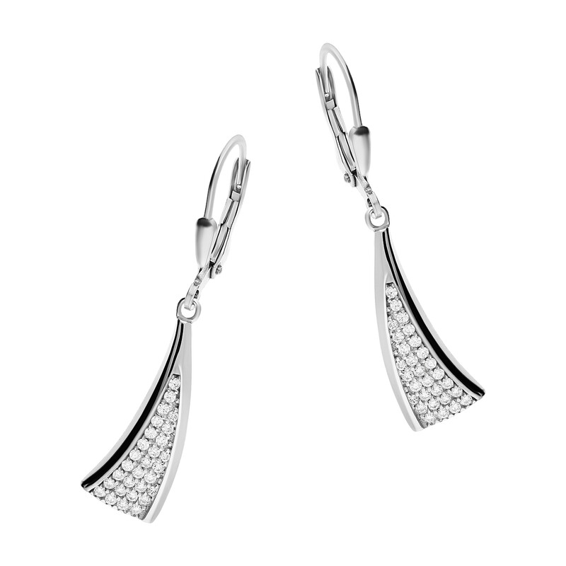 Kolczyki srebrne wachlarz z cyrkoniami OL ZS-E390 próba 925