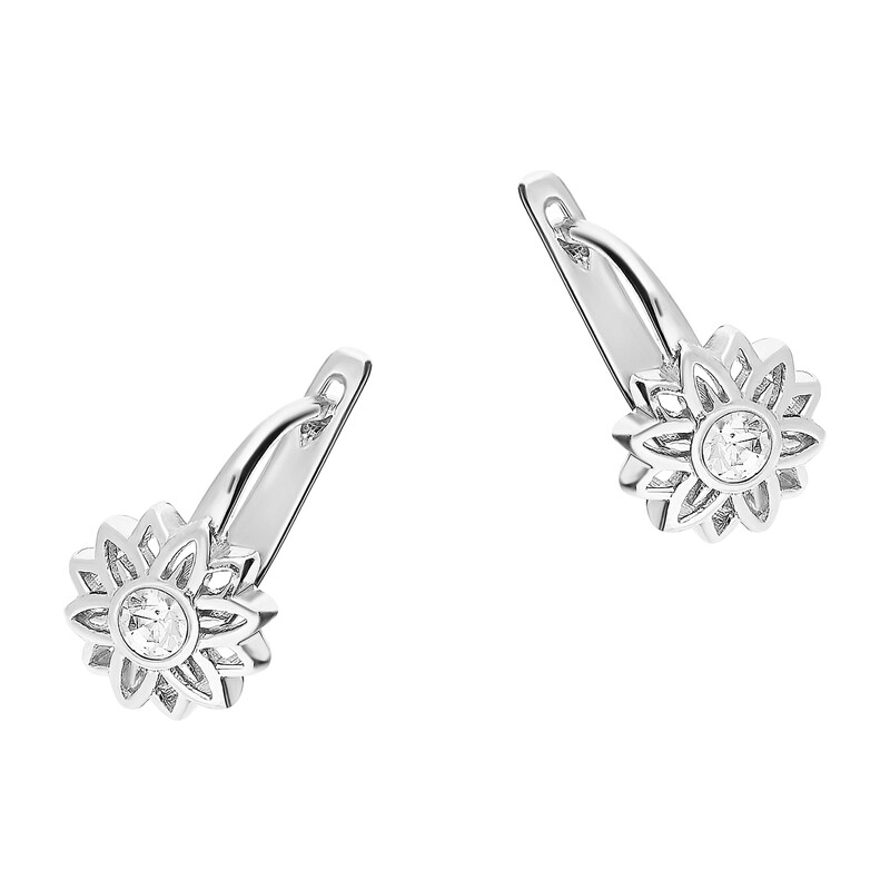 Kolczyki srebrne dla dziewczynki kwiatek z cyrkonią/ang.zap. PW NEW 35 próba 925