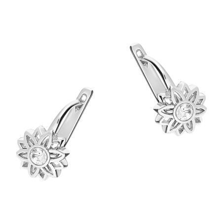 Kolczyki srebrne dla dziewczynki kwiatek z cyrkonią/ang.zap. PW NEW 35 próba 925