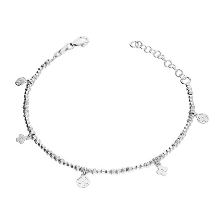 Bransoleta srebrna grawerowane kulki i kwiaty  PW NEW 132 ROD próba 925