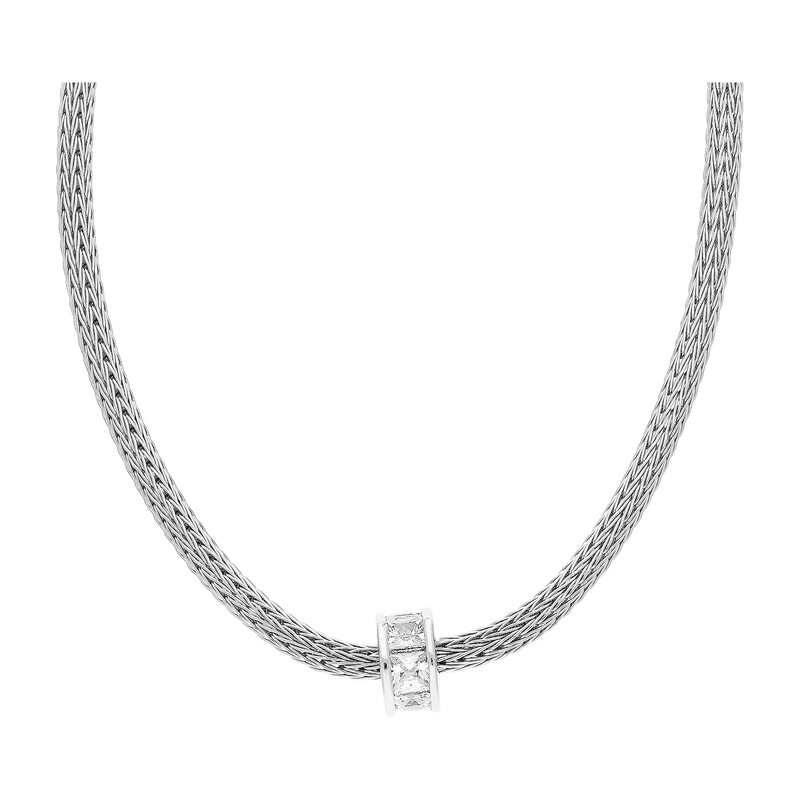 Naszyjnik srebrny walec z cyrkoniami/calca PW NEW 187 próba 925