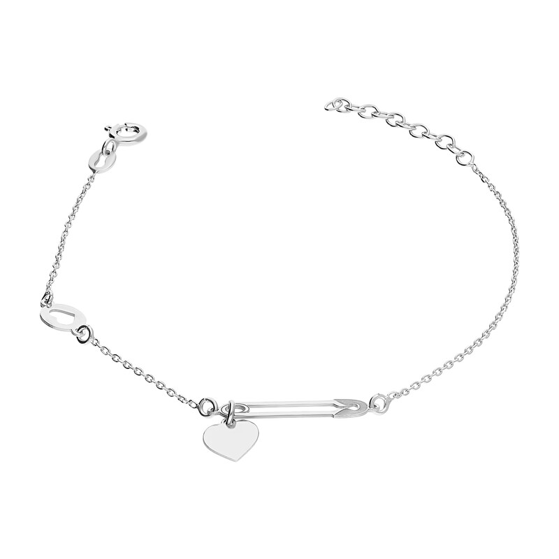 Bransoleta srebrna agrafka z sercem i serce w kółku/anker PW PSG0829-PSB0998 ROD próba 925