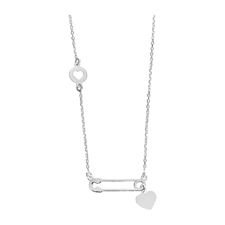 Naszyjnik srebrny agrafka z sercem i serce w kółku PW PSG0829-PSB0998 ROD próba 925