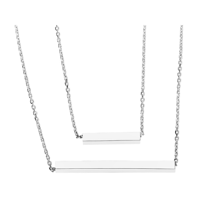 Naszyjnik srebrny podwójny z gładkimi pałkami/anker PW PSG0832 ROD próba 925